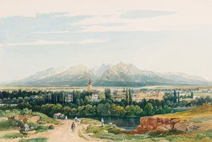Lomnitz slott och Tatrabergen i Ungern