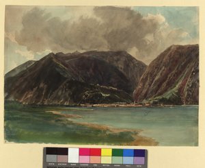 Wolfgangsee med utsikt över St. Wolfgang och Schafberg av Thomas Ender