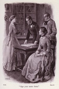 Illustration för The Woman in White av Wilkie Collins (litho)
