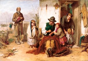 "De fattiga, den fattiges vän" Målning av Thomas Faed (1826-1900)