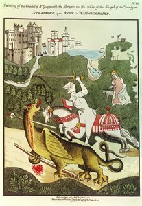 St. George and the Dragon, efter en originalmålning i Treenighetens kapell i Stratford Upon Avon, Warwickshire, 1804 av Thomas Fisher Hoxton