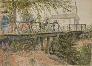 Catholic Church, Houston, Texas, 25 mars 1852 (akvarell på papper)