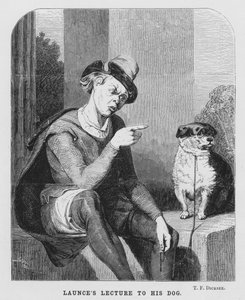 Launces föreläsning för sin hund, två herrar från Verona (gravyr) av Thomas Francis (after) Dicksee