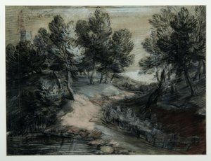 En timmervagn på en skogsväg, 1775-80 av Thomas Gainsborough