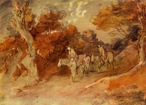 Figurer and Horses in a Country Lane, mitten av slutet av 1700-talet, 1934. av Thomas Gainsborough