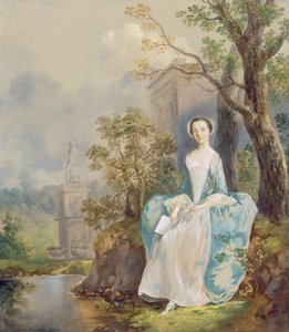 Flicka med en bok sittande i en park, ca 1750 (olja på duk) av Thomas Gainsborough