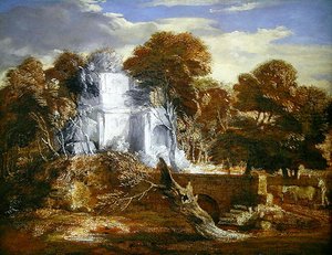 Landskap med figur och boskap (olja på duk) av Thomas Gainsborough