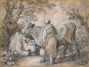 Mjölkpiga med två kor, mitten av 1700-talet av Thomas Gainsborough