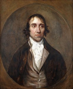 Porträtt av John Gainsborough, konstnärens bror, bystlängd, i brun jacka och väst och vitt lager, av Thomas Gainsborough