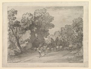 Skogbevuxen landskap med ryttare, 1 augusti 1797. av Thomas Gainsborough