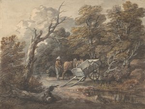 Skogsscen med en bonde, en häst och en vagn, ca. 1760. av Thomas Gainsborough
