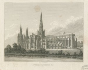Lichfield Cathedral - South East View: gravyr, nd [c 1833] (tryck) av Thomas George Lomax