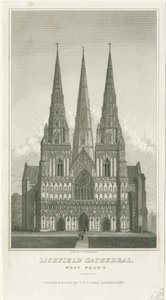Lichfield Cathedral - West Front: gravyr, nd [c 1833] (tryck) av Thomas George Lomax