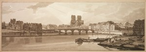 Ett urval av tjugo av de mest pittoreska vyerna i Paris: Vy över Pont de la Tournelle..., 1802. av Thomas Girtin