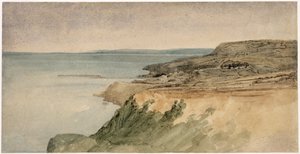 Lyme Regis, Dorset, ca 1797 (wc över penna på texturerat papper) av Thomas Girtin