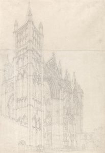 Peterborough Cathedral, Huntingdonshire, ca 1794 (grafit på två sammanfogade pappersark) av Thomas Girtin