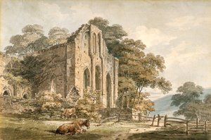 Valle Crucis Abbey, Denbighshire, North Wales (akvarell över penna på vitt vävt papper) av Thomas Girtin