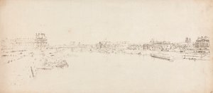 Utsikt över Tuilerierna och bron från Pont de la Concorde av Thomas Girtin