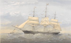 Clipperfartyget "South Australia" (1863) till havs nära en kust