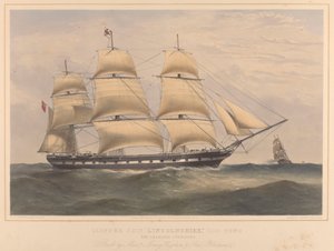 Clipperfartyget "Lincolnshire" (1858) 1100 ton, ca 1858 (litografi) av Thomas Goldsworth Dutton