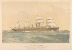 Ångfartyget Austral tillhörande Orient Steam Navigation Company Limited, ca 1868-74 (färglitografi) av Thomas Goldsworth Dutton