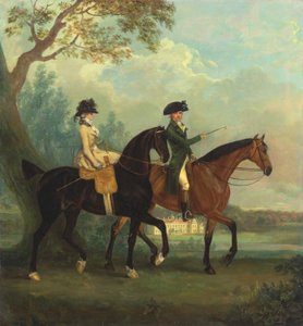 Marcia Pitt och hennes bror George Pitt, senare andra Baron Rivers, Rider i parken vid Stratfield Saye House, Hampshire av Thomas Gooch