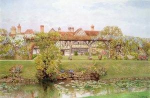 Great Tangley Manor, Surrey, med liljedammen och en täckt promenad