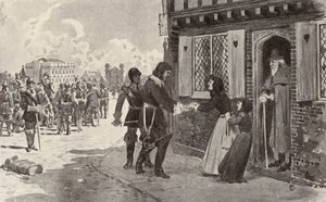 Sir Richard Fanshawe en fånge vid Charing Cross (lito) av Thomas Hamilton Crawford