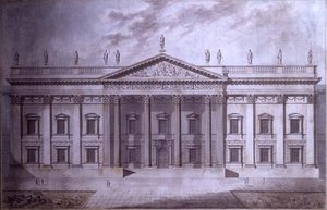 Project for a Senate House, London (penna & bläck och akvarell på papper) av Thomas Hardwick