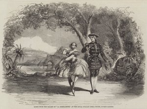 Scen från Balett av La Bresilienne, på Royal Italian Opera House, Covent Garden av Thomas Harrington Wilson
