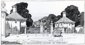 Entré till Brooklandwood, Baltimore, USA, från Thomas Mawsons "The Art and Craft of Garden Making"
