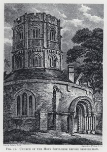 Heliga gravens kyrka före restaurering (gravyr) av Thomas Hearne