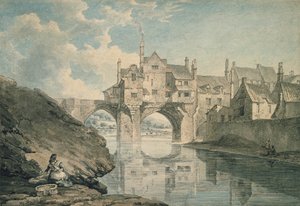 Elvet Bridge, Durham, 1700-talet (wc och blyerts på papper)