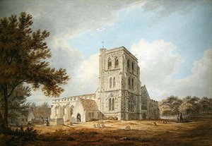Parish Church of St Martin, Herne, Kent (penna och akvarell på papper)