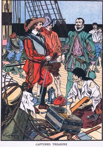 Tillfångatagen skatt (färglitografi) av Thomas Heath Robinson