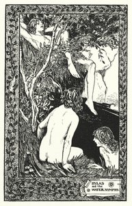 Hylas och vattennymferna (litografi) av Thomas Heath Robinson