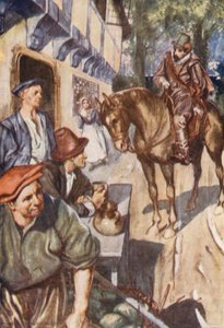 Illustration till Sir Francis Drakes liv (färglitografi)
