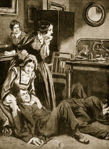 James Simpson och hans assistenter upptäcker kloroform, november 1847 (litografi) av Thomas Heath Robinson