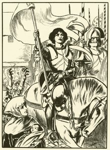 Johanna i spetsen för armén (gravyr) av Thomas Heath Robinson