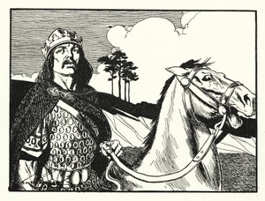 Kung Alfred (litografi) av Thomas Heath Robinson