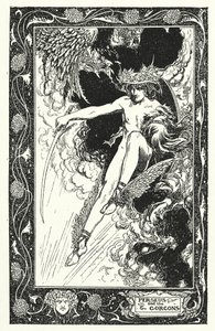 Perseus och Gorgonerna (litografi) av Thomas Heath Robinson
