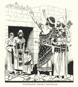 Rab-Shakeh framför Jerusalem (litografi) av Thomas Heath Robinson