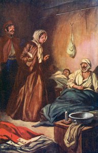 "Hon talade med den ena och den andra" (färglitografi)