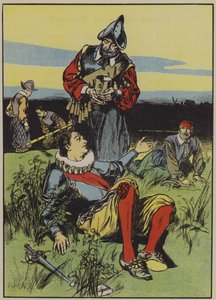 Sir Philip Sidney och den döende soldaten (färglitografi) av Thomas Heath Robinson