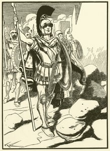 Grekerna utanför Troja (gravyr) av Thomas Heath Robinson