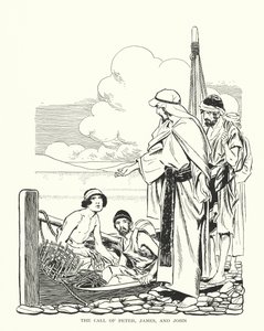 Kallelsen av Petrus, Jakob och Johannes (litografi) av Thomas Heath Robinson