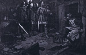Tillfångatagandet av William Wallace AD1305 (litografi) av Thomas Heath Robinson