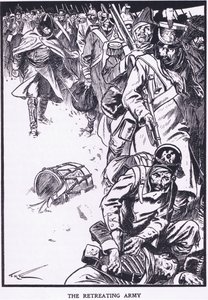 Den retirerande armén (färglitografi) av Thomas Heath Robinson