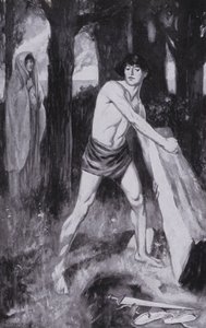 Theseus lyfte den och rullade över den (litografi) av Thomas Heath Robinson