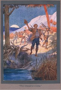 De återvände på kvällen (färglitografi) av Thomas Heath Robinson